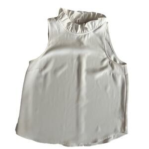 J.Crew Ruffle Neck Top Academia Old Money Classic Cream Women's Medium
